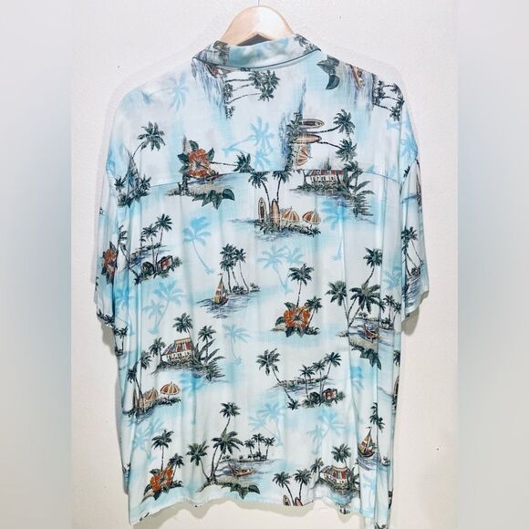 Island Shores Hawaiian shirt tropical Sport surfing palms Resort Beach men’s XXL - Picture 3 of 5